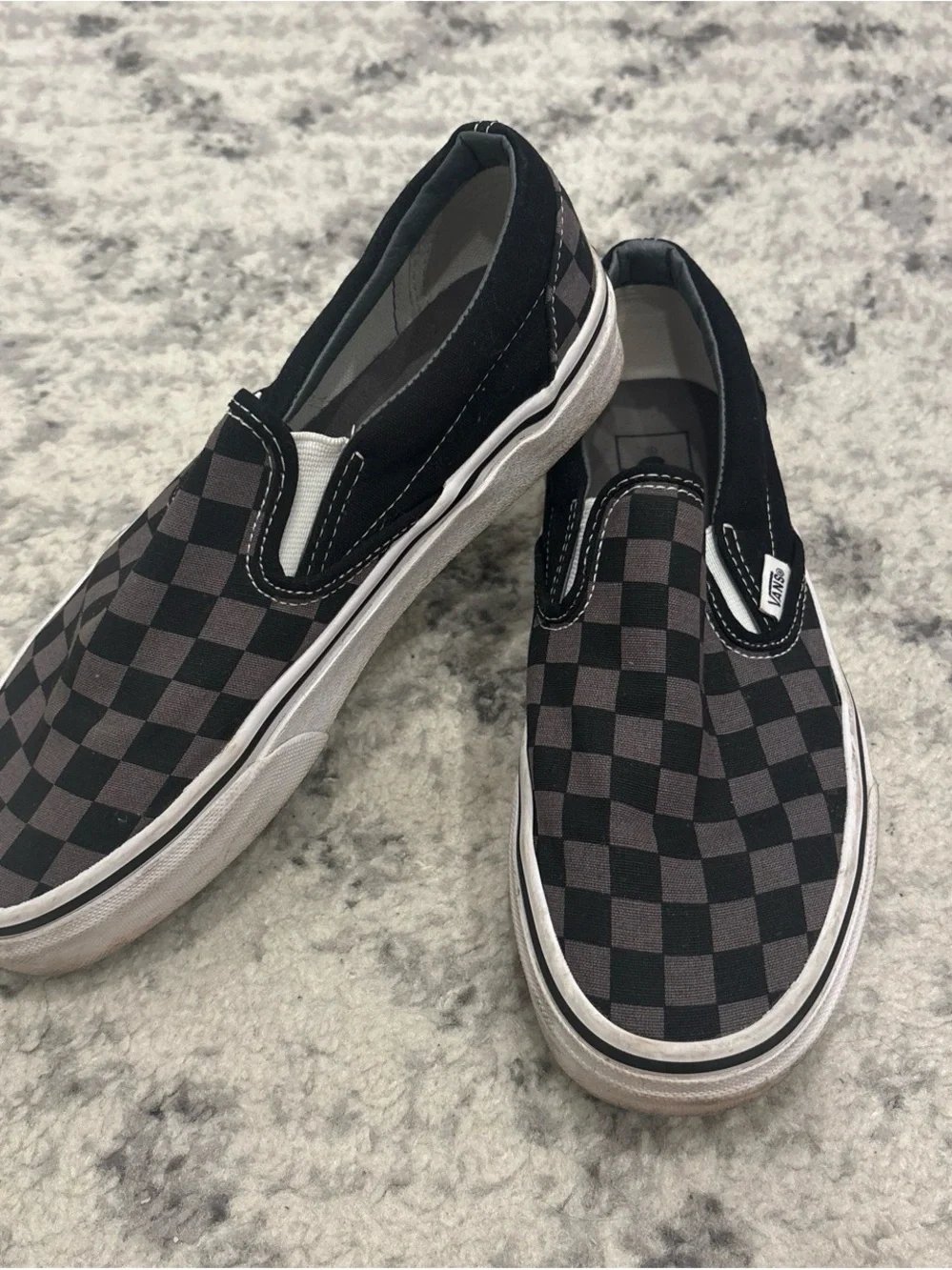 Vans Black and Gray Checkerboard Classic Slip-On Loafers